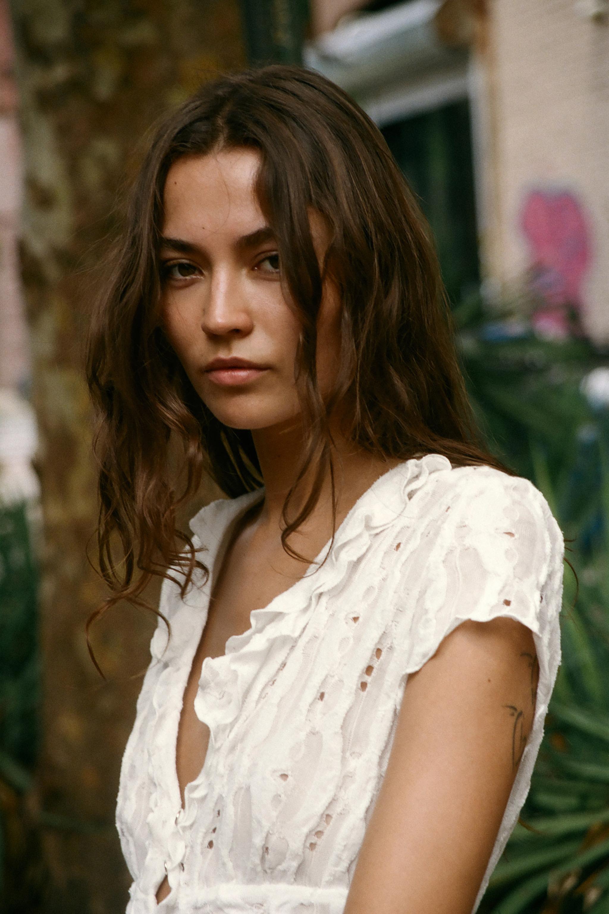 RUFFLED CUTWORK BLOUSE